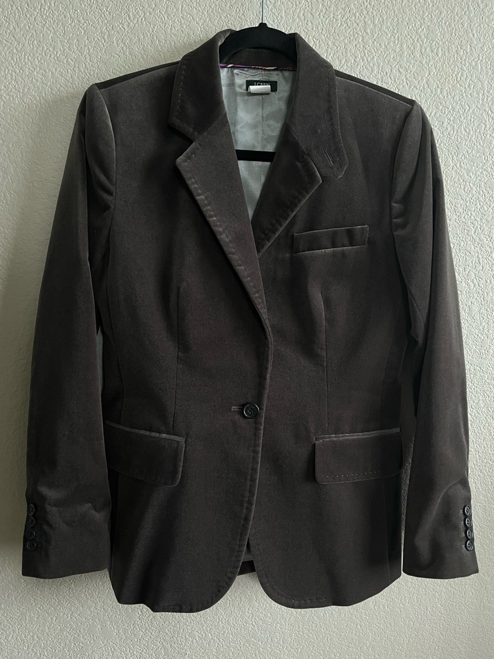 Velvet Single-Button Blazer